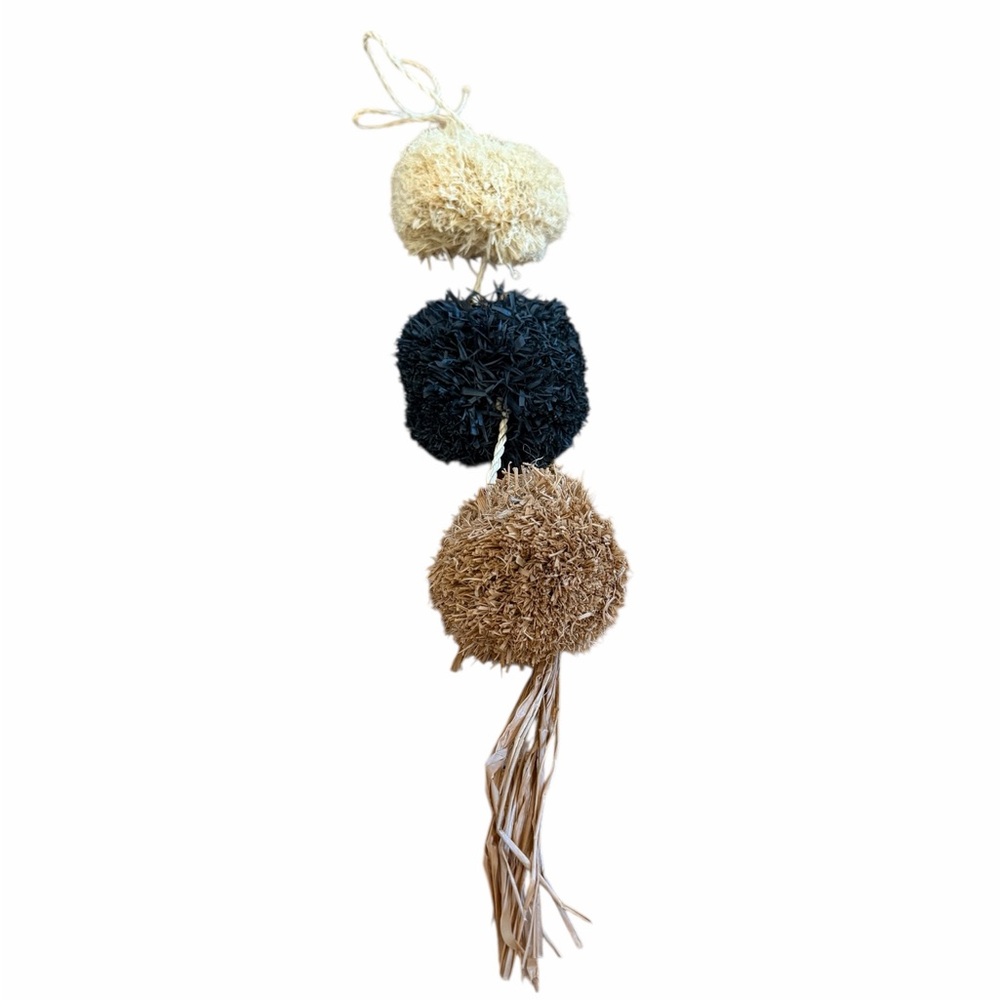 Mar Y Sol Colorblock Raffia PomPoms. NEW